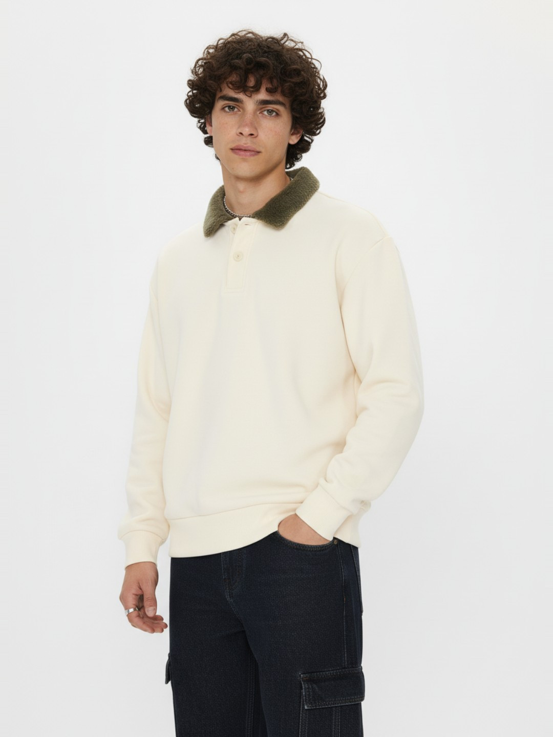 glitchez Scuba Faux Fur Collar Sweatshirt - Image 1