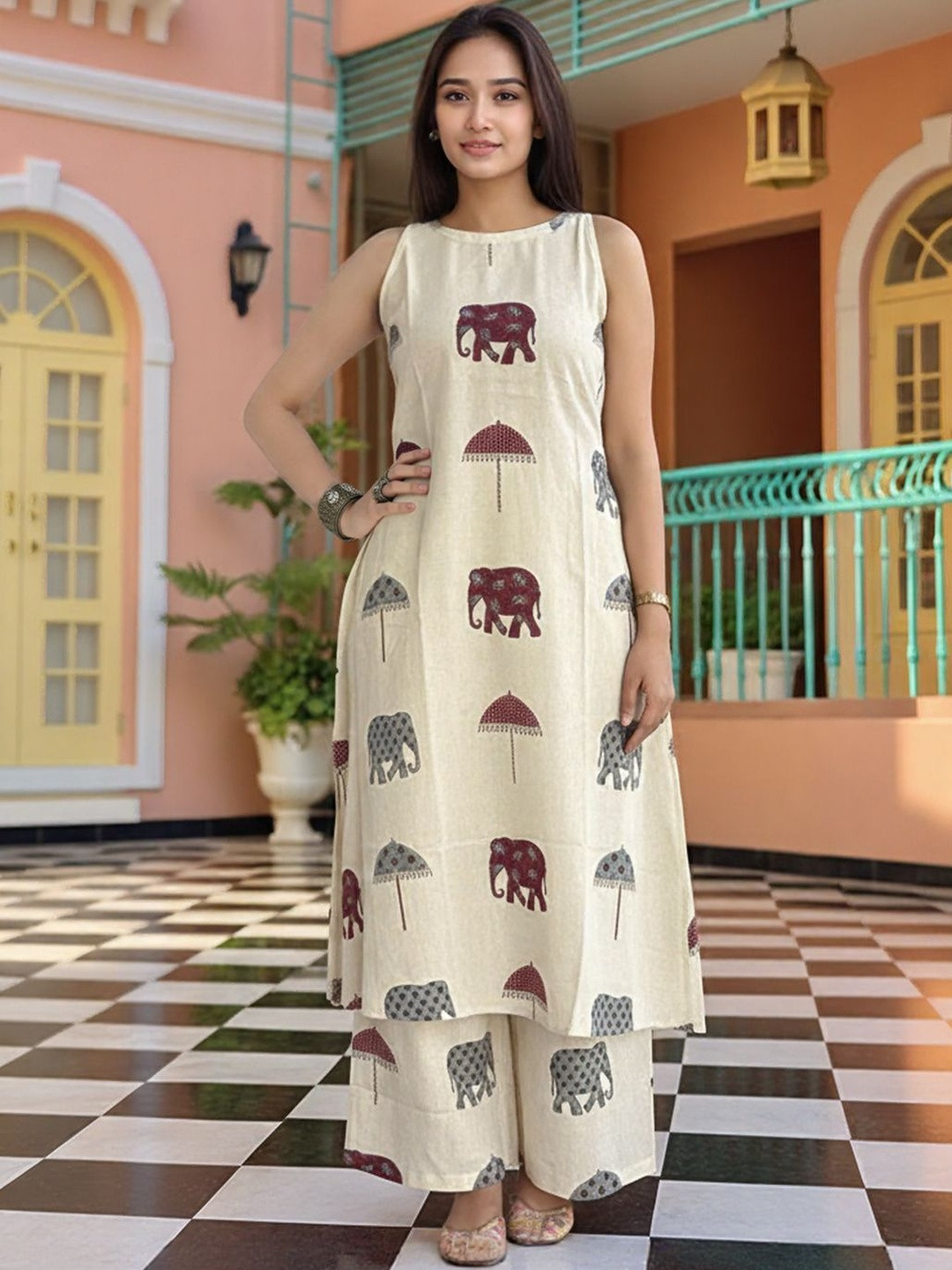 SZN Women Ethnic Motifs Printed Regular Kurta with Palazzos