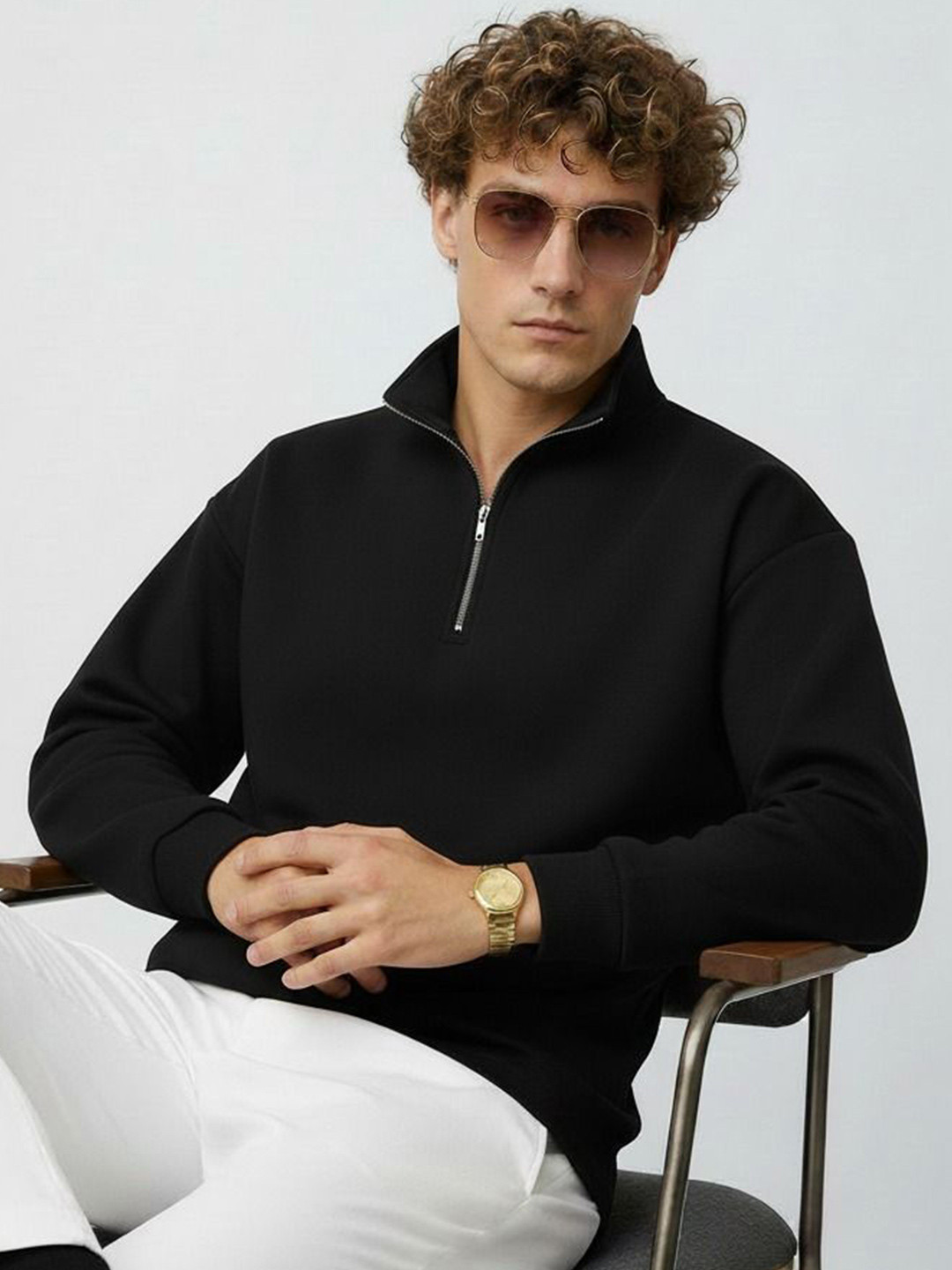 Try This High Neck Long Sleeves Pullover Sweatshirt