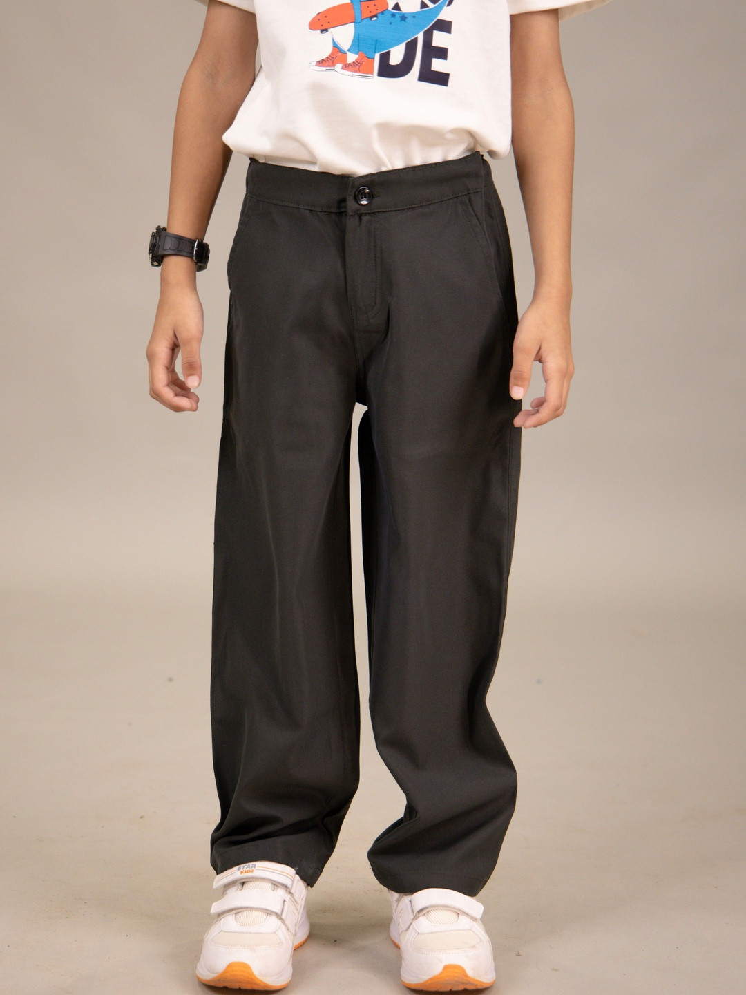 Grit N Groove Boys Mid-Rise Relaxed Trousers