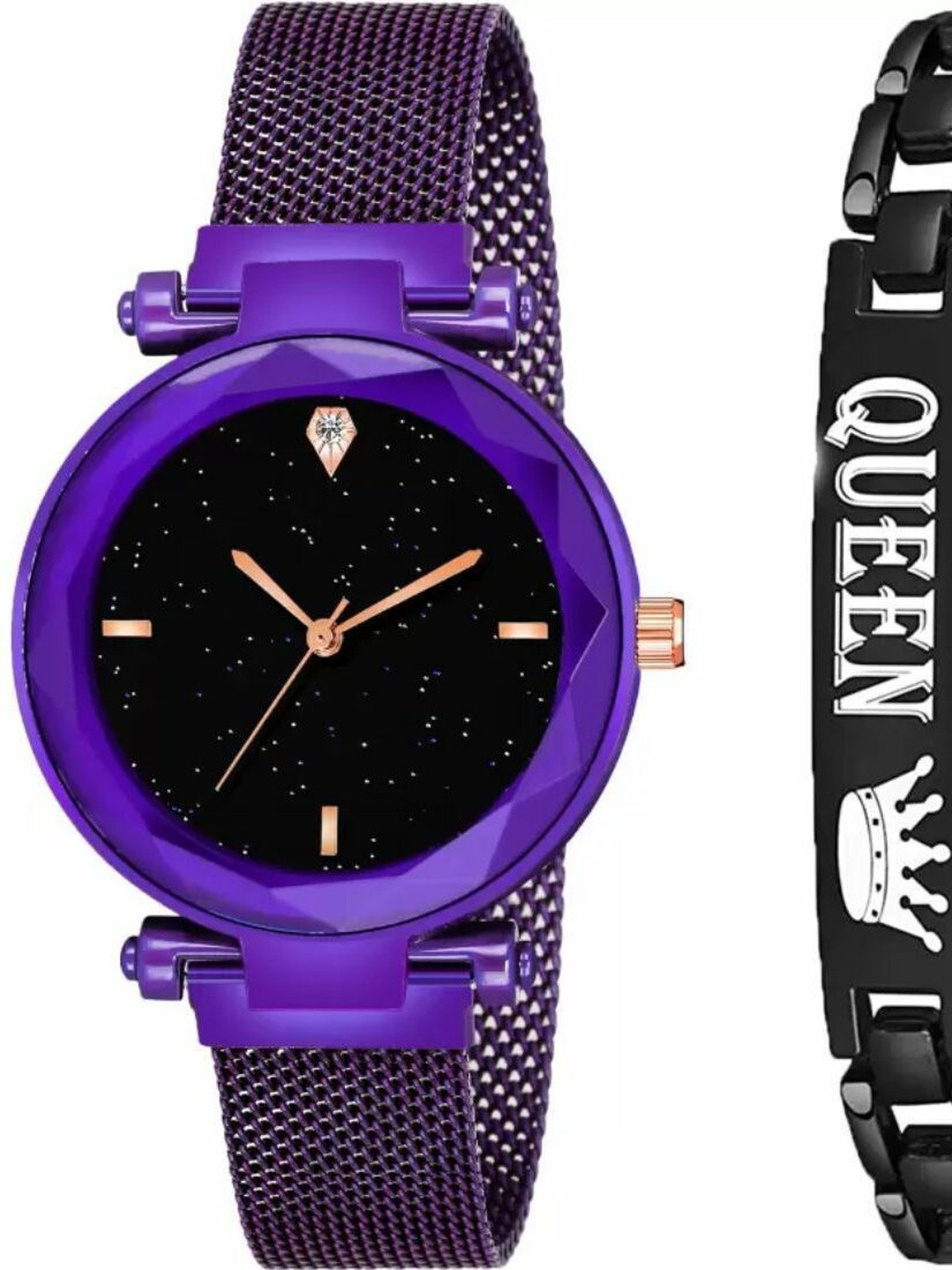 Miss Perfect Women Embellished Dial & Bracelet Style Straps Watch jk_874 With Bracelet