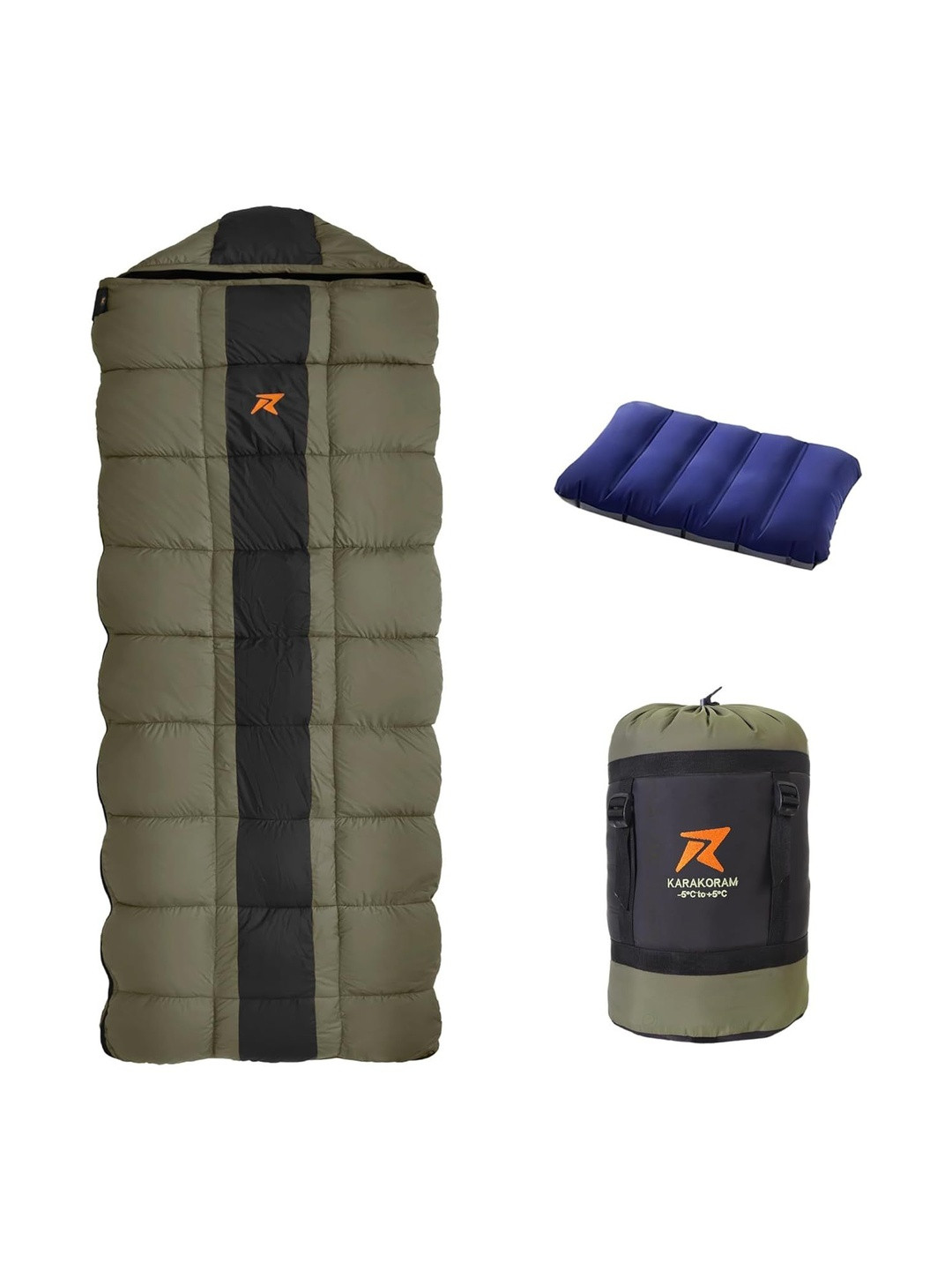 Rocksport Karakoram Green & Black Self-Designed Wrap-Roll Warm & Cozy Sleeping Bag