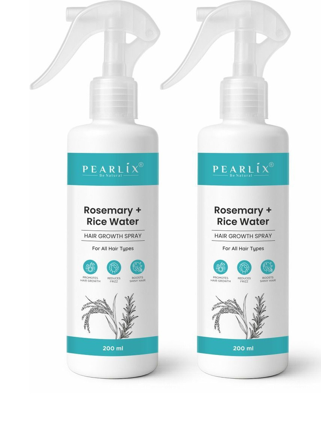 Pearlix Be Natural Set Of 2 Rosemary & Rice Water Hair Growth Spray - 200 ml Each