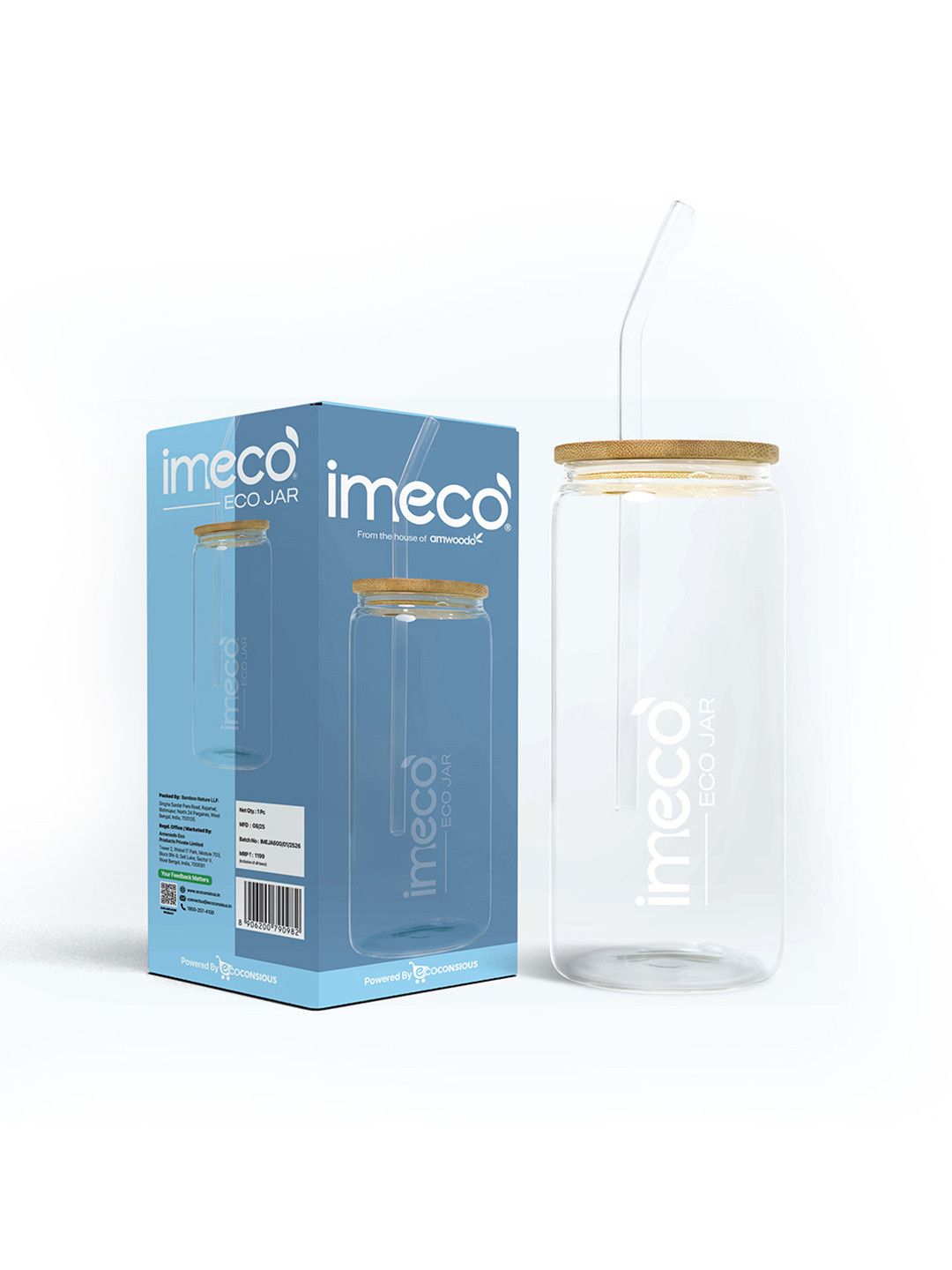 IMECO Transparent & Brown Typography Printed Dishwasher Safe Sipper Water Bottle 600ml