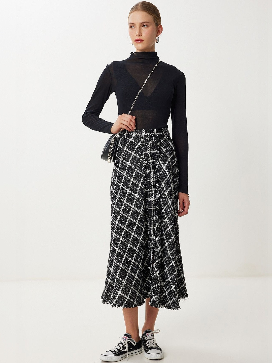 Happiness istanbul Checked A-Line Madi Flared Skirt