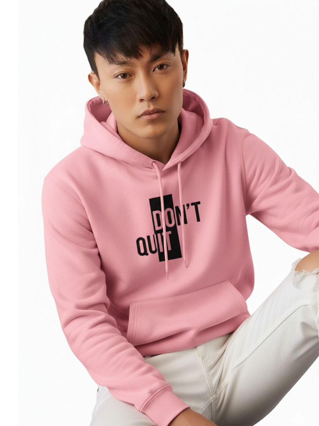 Try This Dont Quit Printed Hooded Long Sleeves Sweatshirt