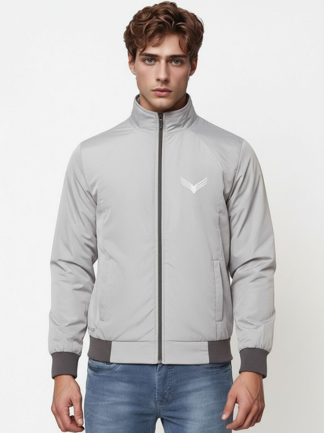 TAZO Men Stand Collar Solid Lightweight Sporty Jacket