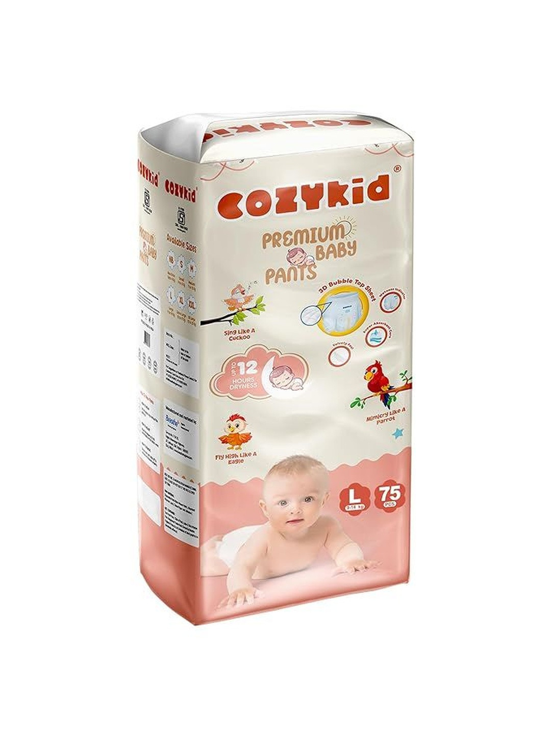 CozyKid Super Soft Baby Diaper Pants- 75 Pcs- L
