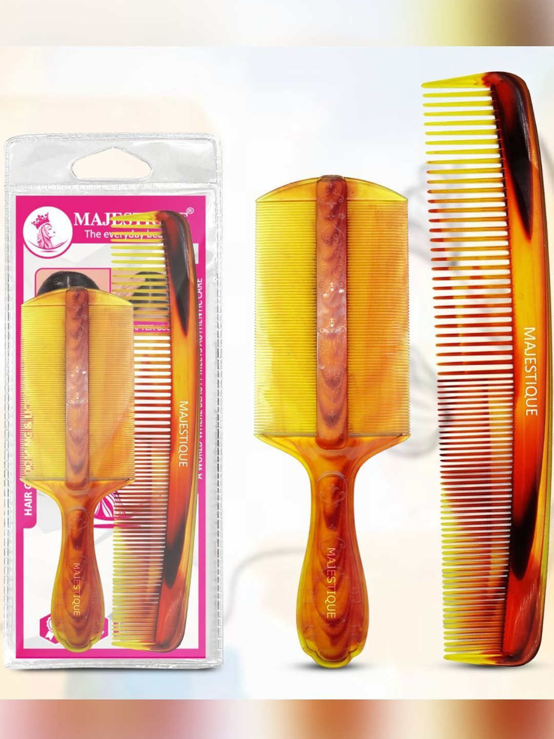 MAJESTIQUE Set Of 2 Lice Comb & Dandruff Remover Hair Grooming Combs