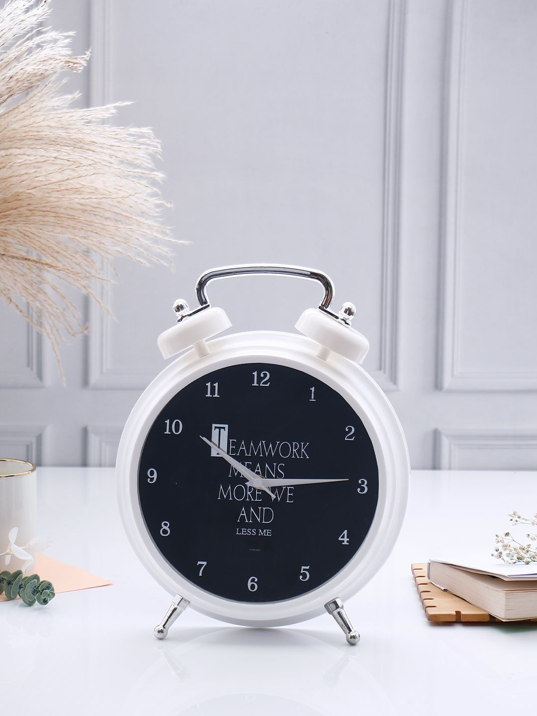 Archies White & Black Teamwork Quoted Corporate Table Clock