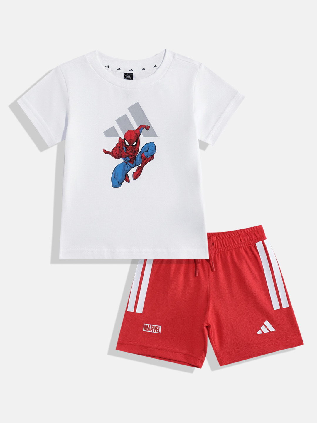 ADIDAS Boys Marvel Spider-Man Print Pure Cotton T-shirt with Shorts