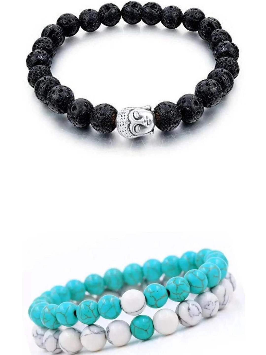 CONTEX MEDIA Set of 3 Artificial Beaded Elasticated Bracelets