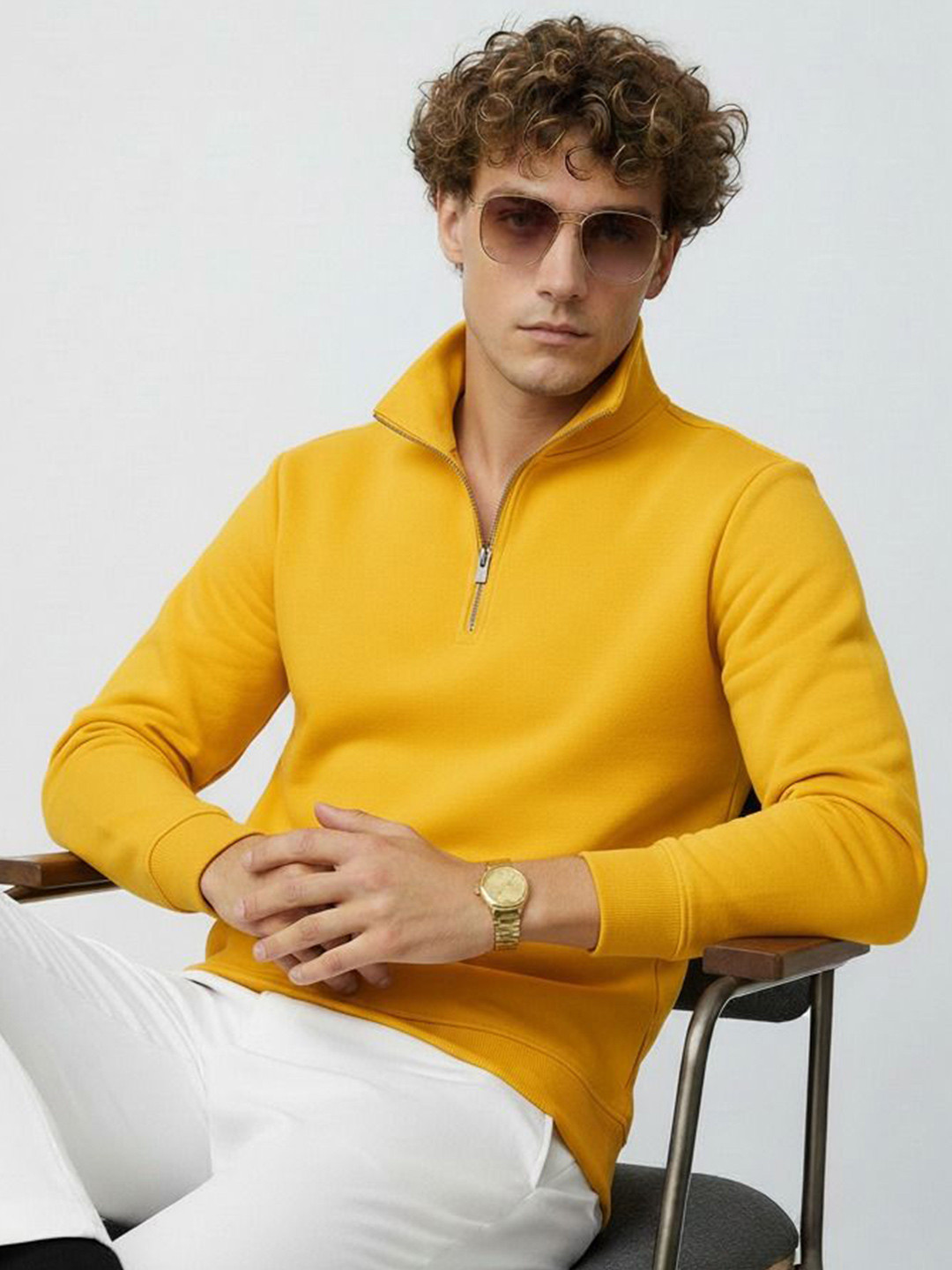 Try This High Neck Long Sleeves Pullover Sweatshirt