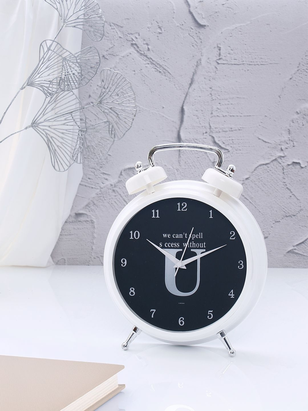 Archies White & Black Success Quoted Corporate Table Clock