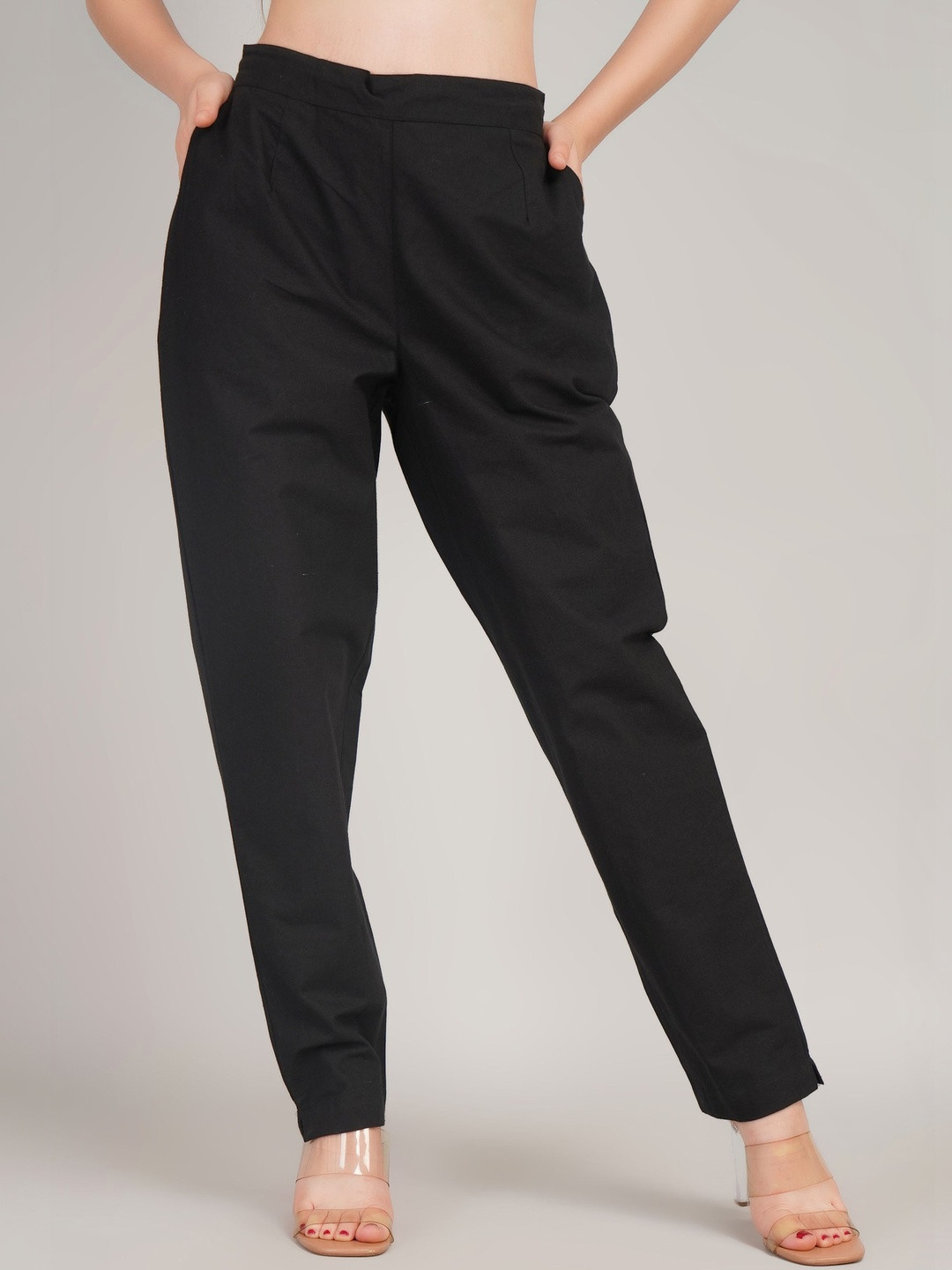 Gora Glama Women Comfort High-Rise Easy Wash Pleated Trousers