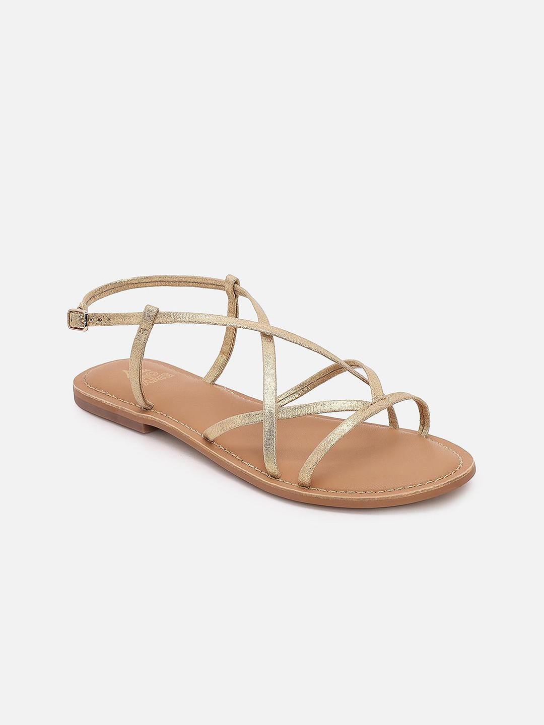 Tao Paris Women Gold Open Toe Flats