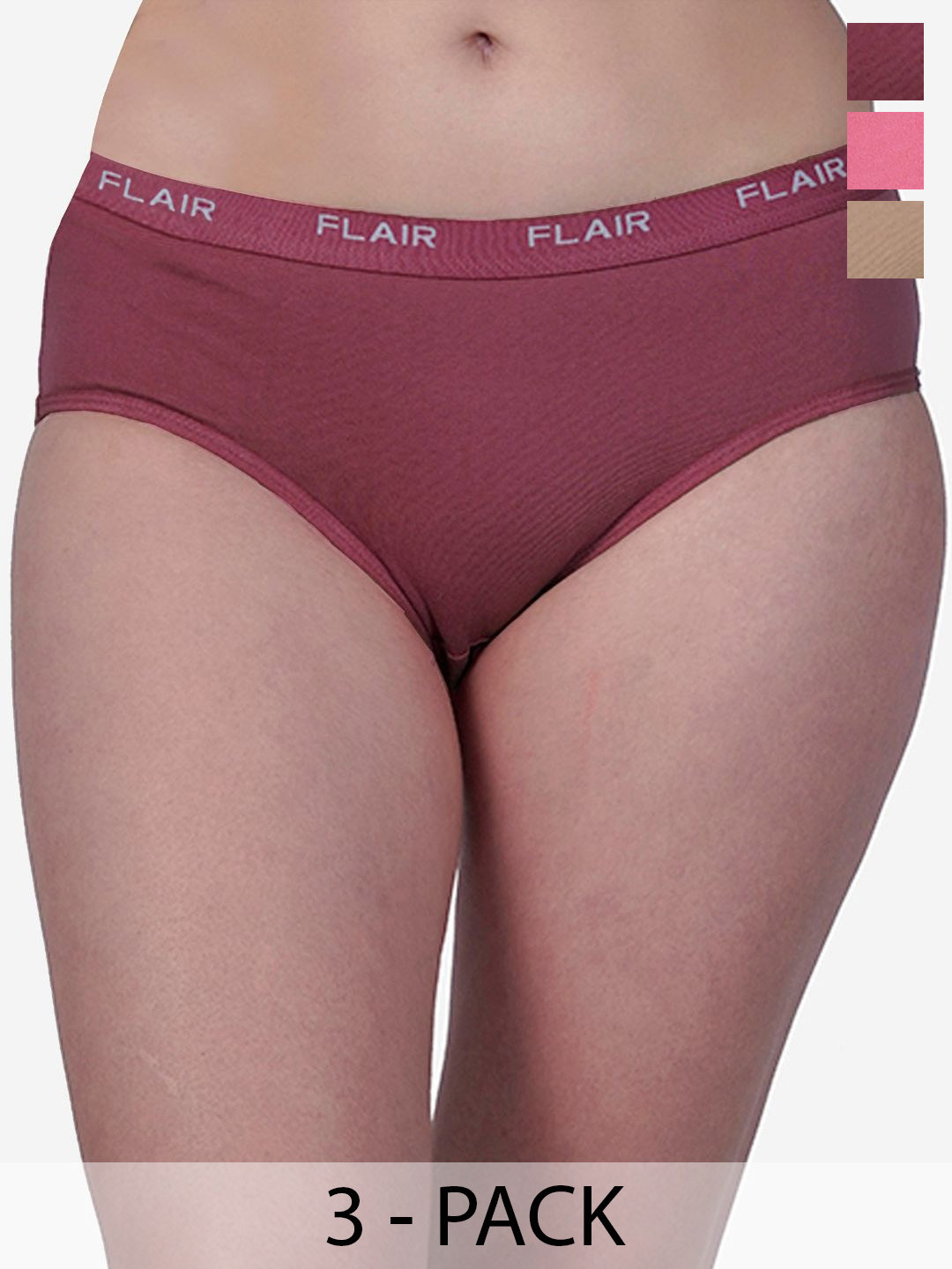 SHYAM SONS FLAIR Women Pack Of 3 High Rise Hipster Briefs