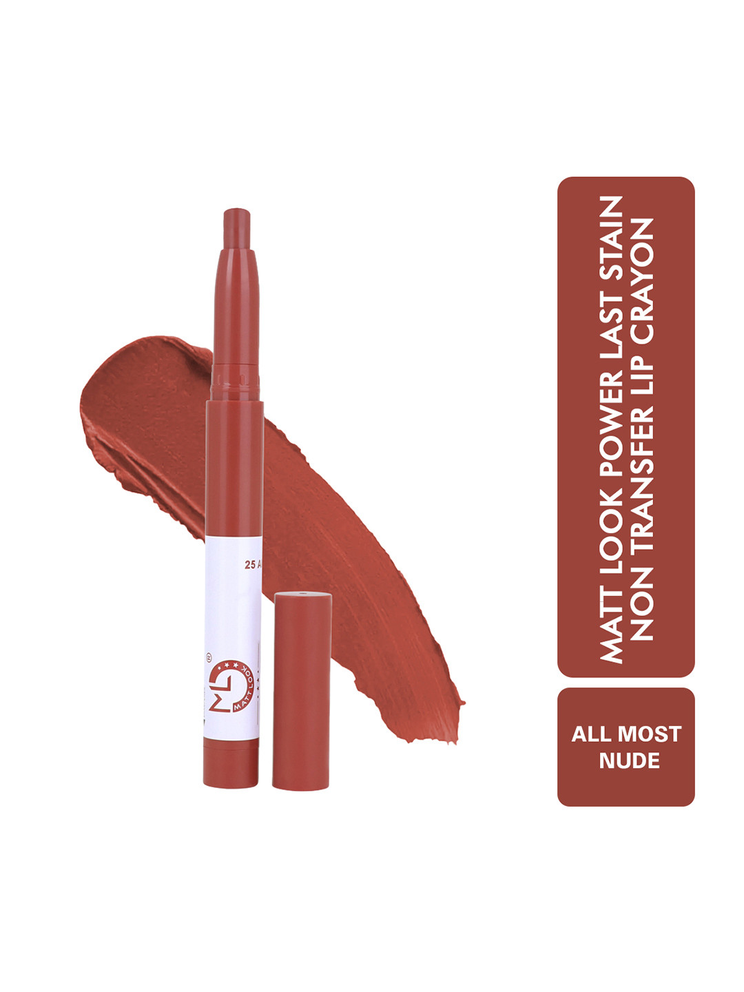 MATTLOOK Power Last Stain Long Lasting Non Transfer Lip Crayon - All Most Nude 25