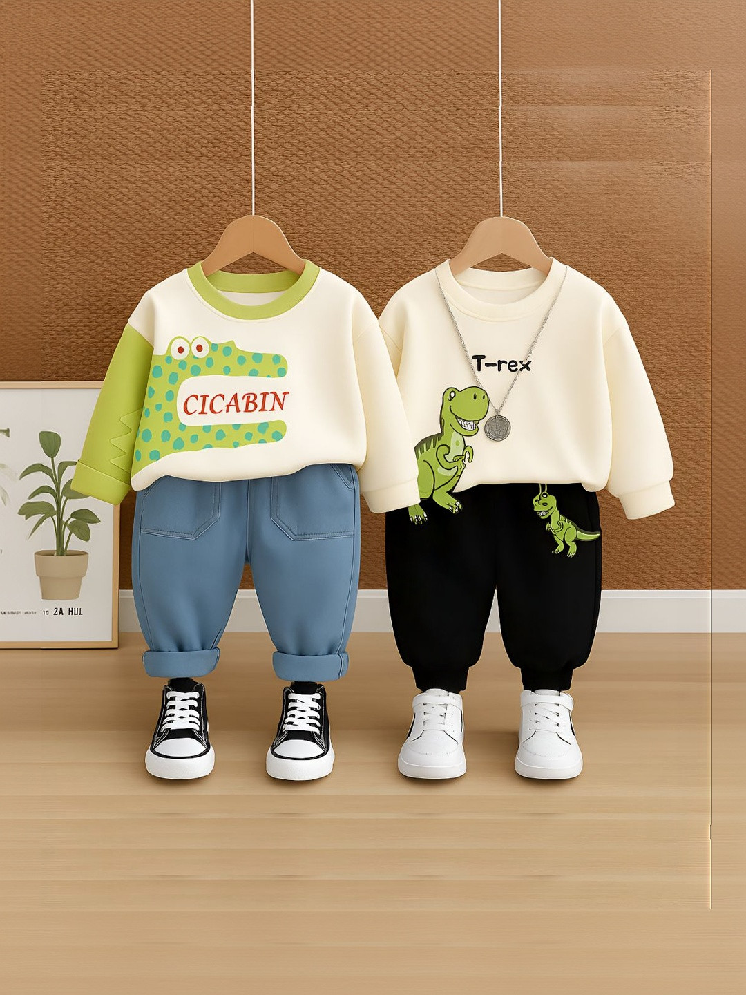 Googo Gaaga Boys Pack of 2 Printed Long Sleeves Sweatshirts With Trousers