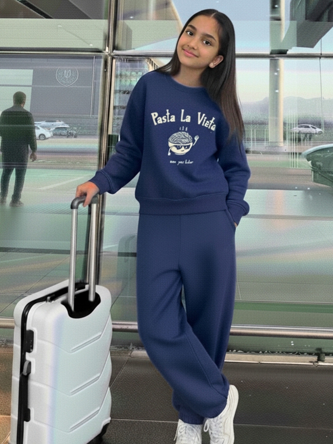 Nap Chief Kids Pasta La Vista Printed Pure Cotton Sweatshirt With Joggers