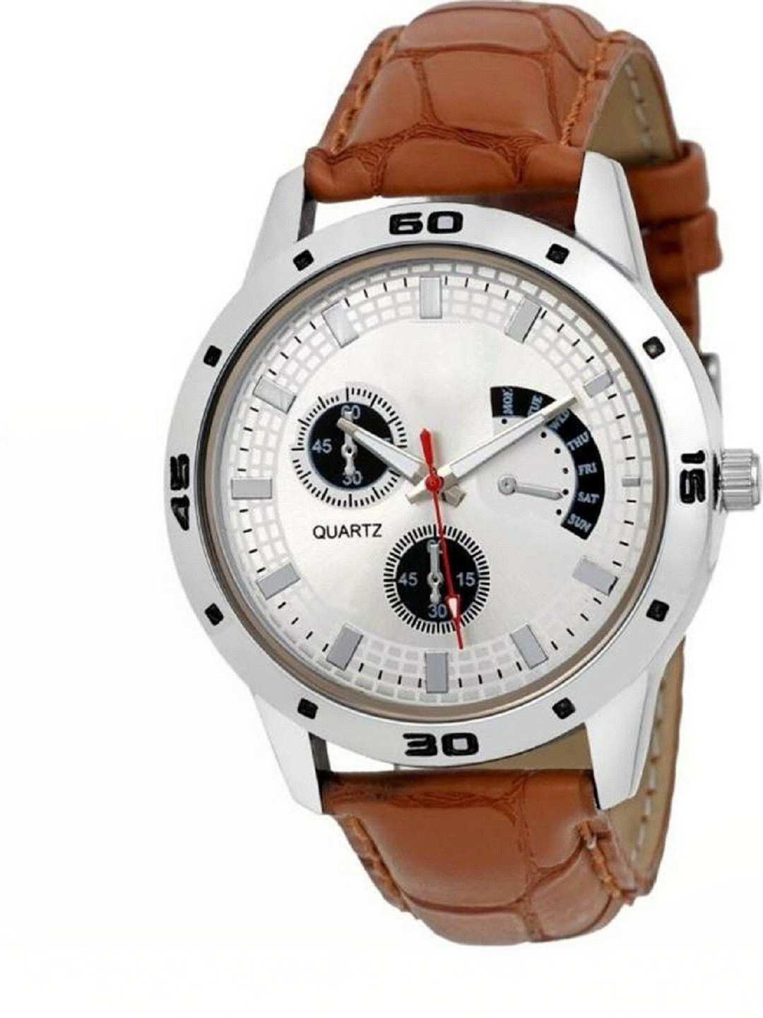 Miss Perfect Unisex Dial & Leather Straps Analogue Date Aperture Watch a 697