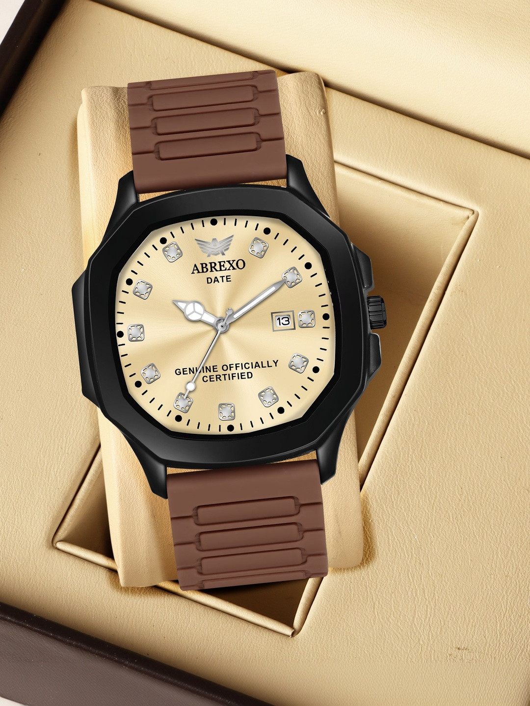 Abrexo Men Dial & Straps Watch Abx7202-GD BR MGT ST