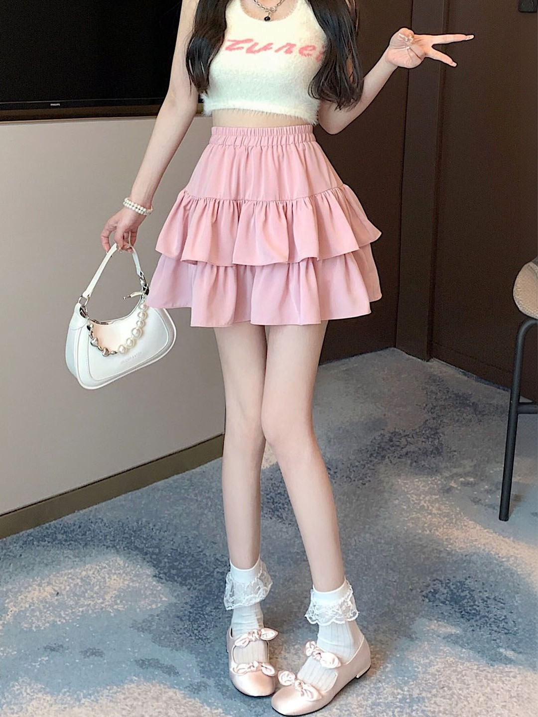 StyleCast Layered Trendy Mini Flared Skirt