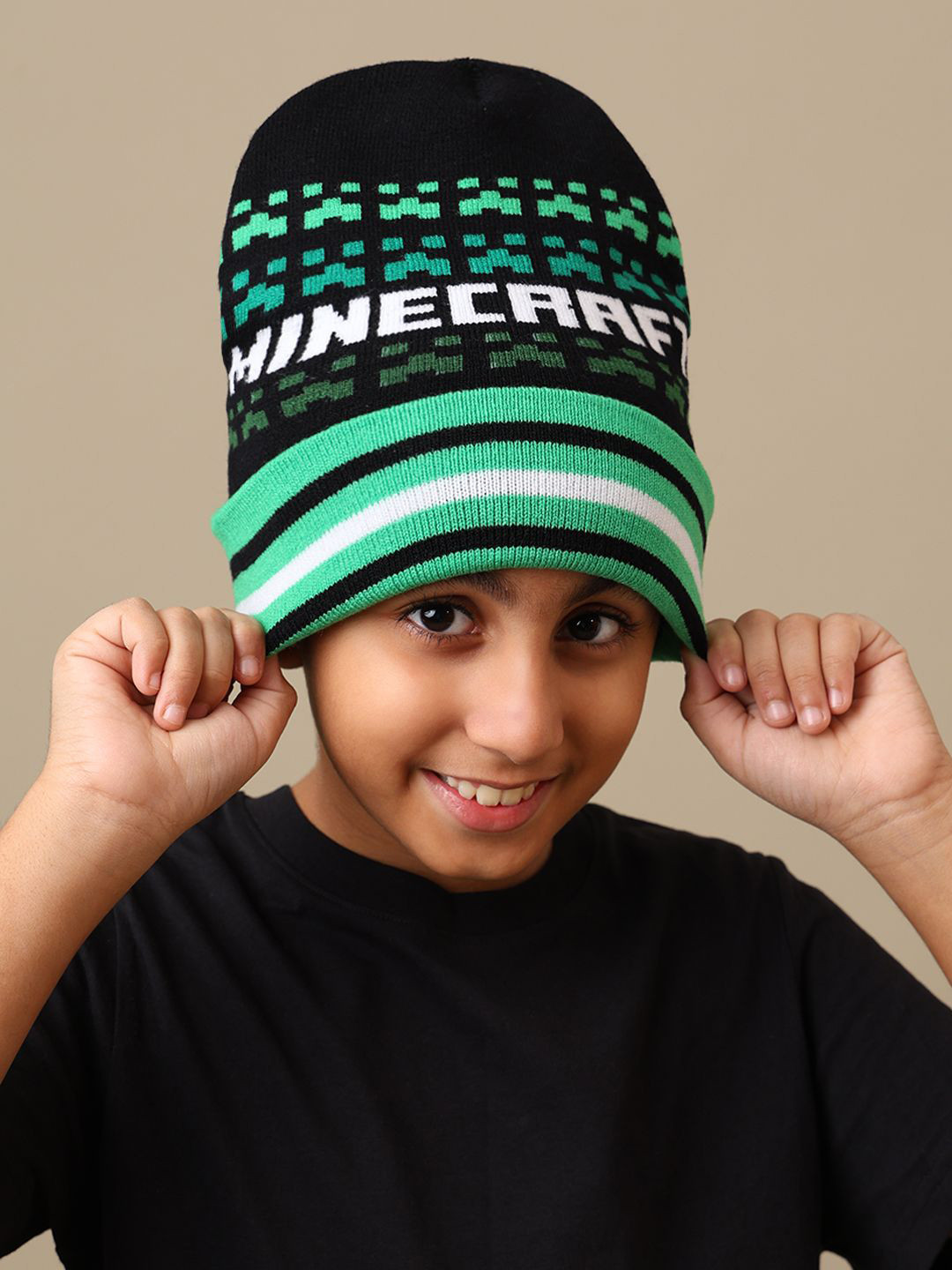 Kids Ville Boys Minecraft Printed Acrylic Beanie