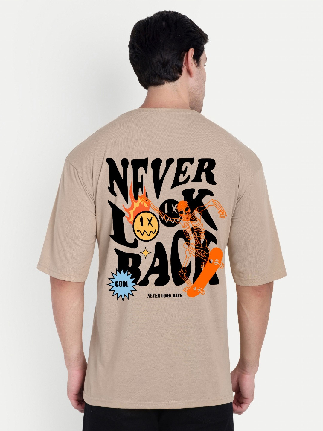 BENNY BROOKS Typography Printed Drop-Shoulder Sleeves Oversized T-shirt