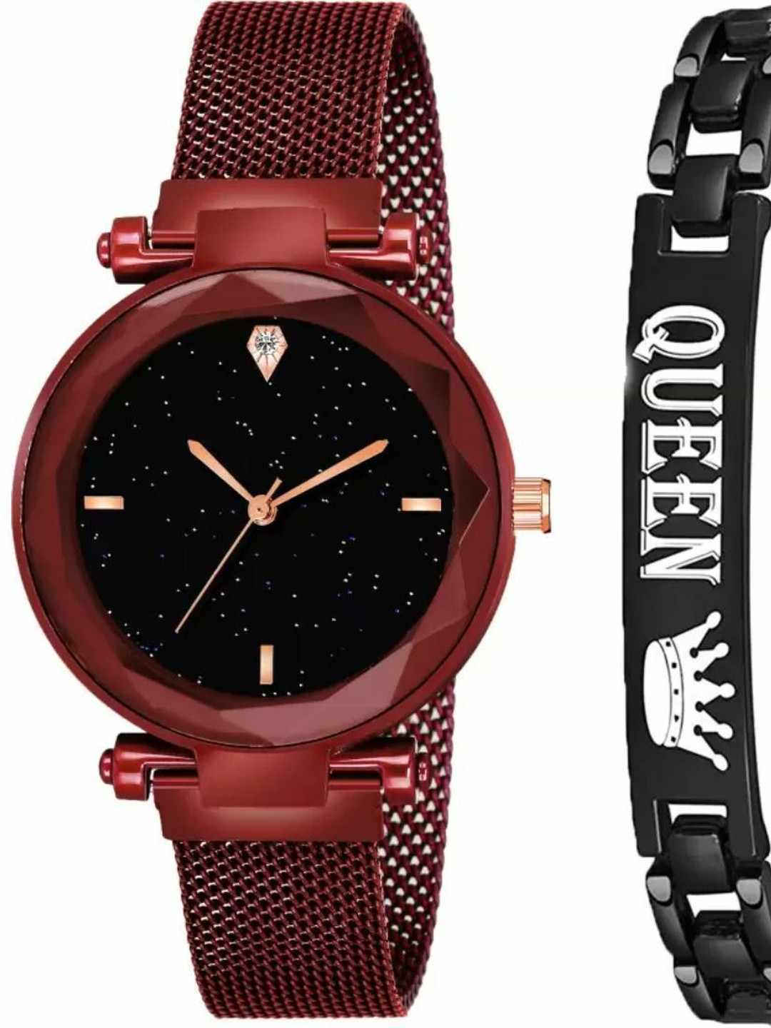 Miss Perfect Unisex Printed Dial & Stainless Steel Bracelet Style Straps Analogue Watch jk_876