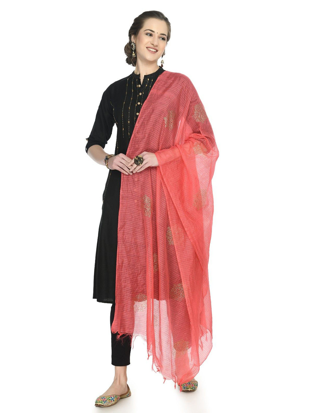 A R SILK DUPATTA HUB Woven Design Dupatta with Mirror Work