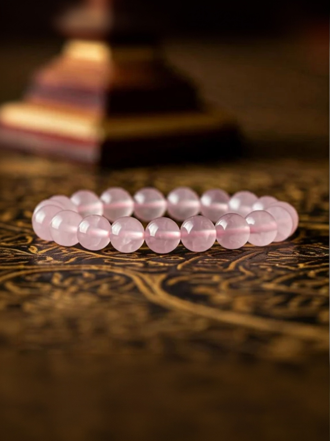 CONTEX MEDIA Rose Quartz Beaded Elasticated Bracelet