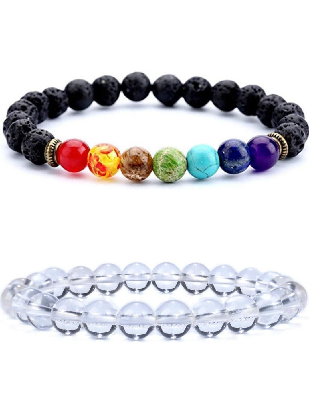 CONTEX MEDIA Set of 2 Artificial Stones Studded Elasticated Bracelets