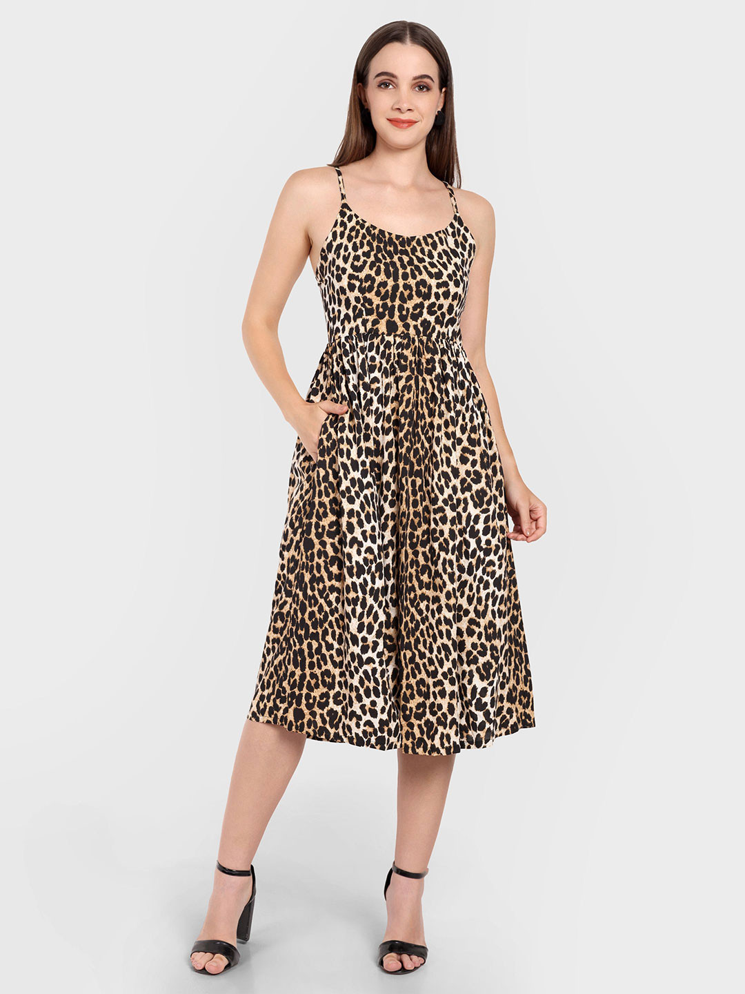 theulluu.com Animal Print Fit & Flare Dress