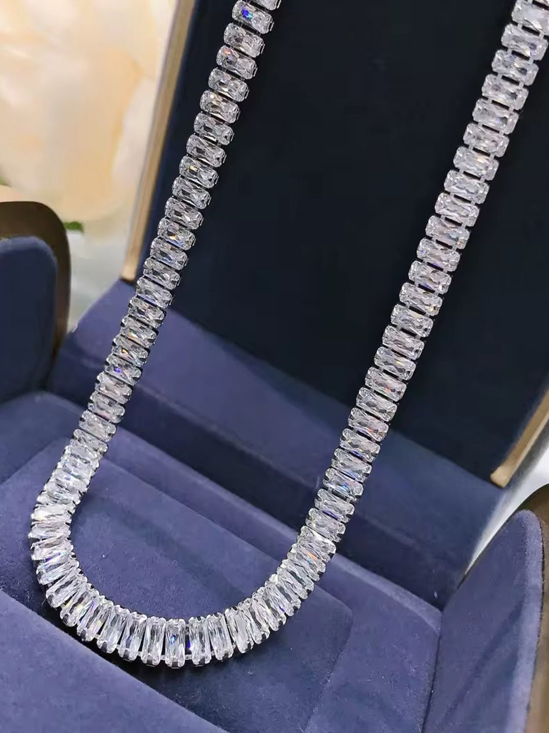 FIMBUL Zircon-Studded Tennis Chain Necklace