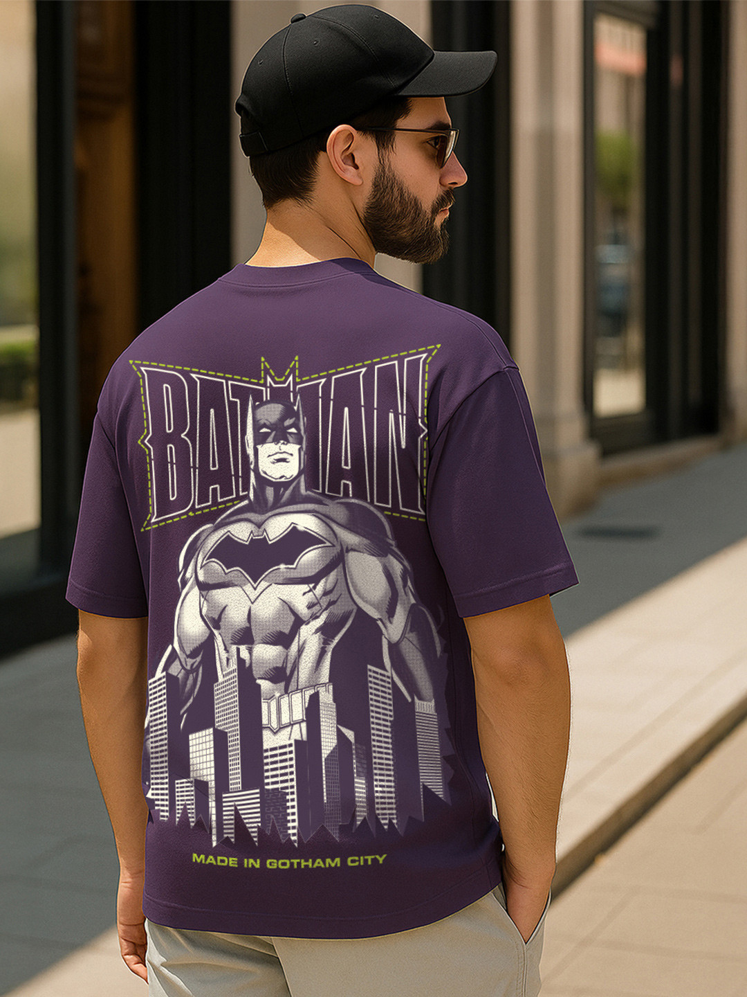 Bewakoof Heavy Duty Batman Graphic Printed Pure Cotton Oversized T-shirt