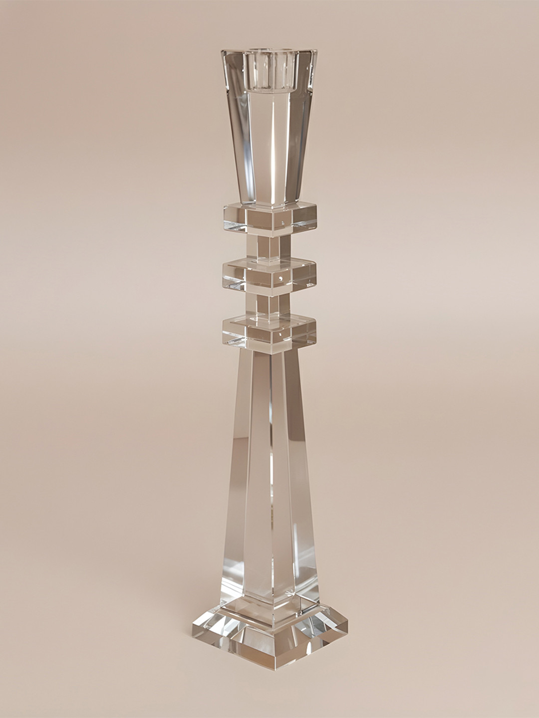 AARVI DECOR STUDIO Crystal Off White Candle Holder