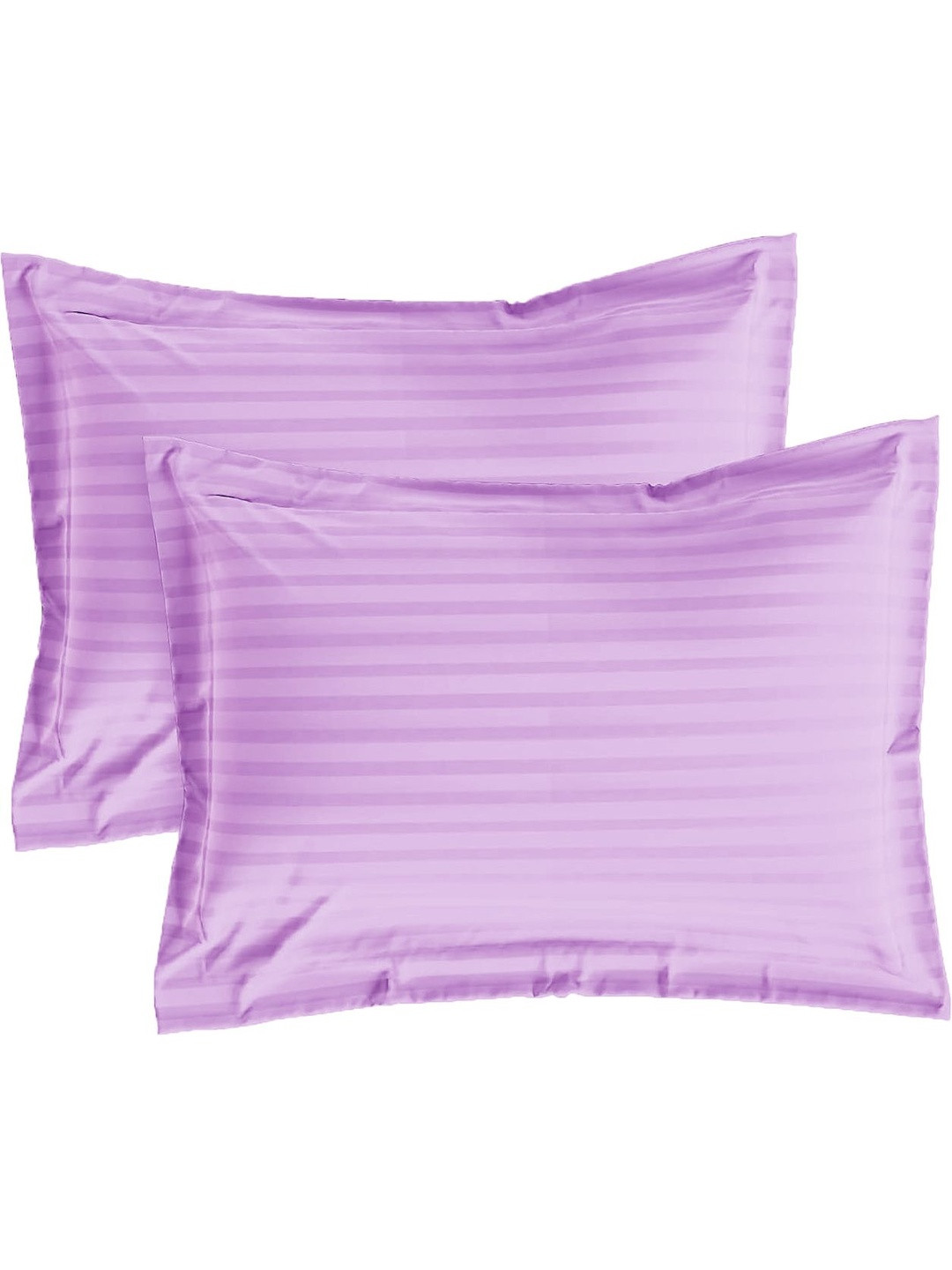 Sleeping Owls Lavender 2 Pieces Striped Pure Cotton Rectangle Pillow Covers