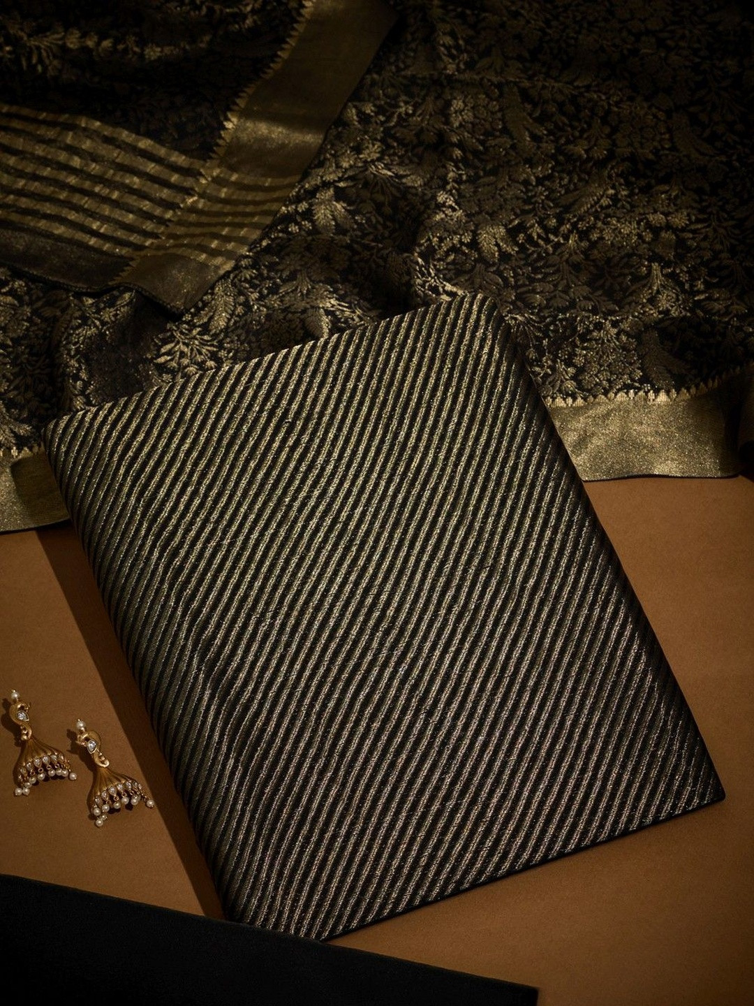 Taneira Striped Pure Silk Brocade Unstitched Dress Material