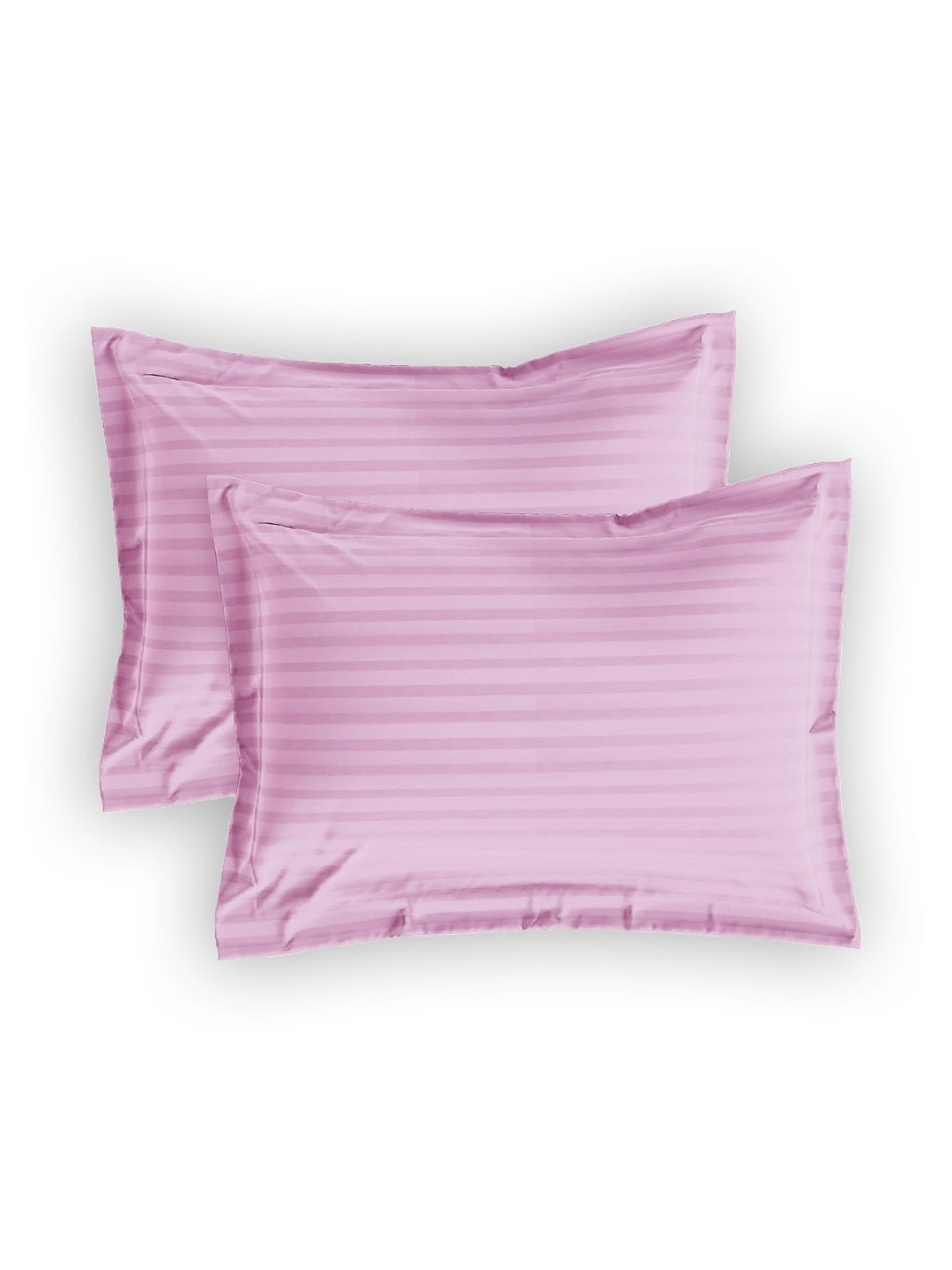 Sleeping Owls Pink 2 Pieces Striped Pure Cotton Rectangle Pillow Covers