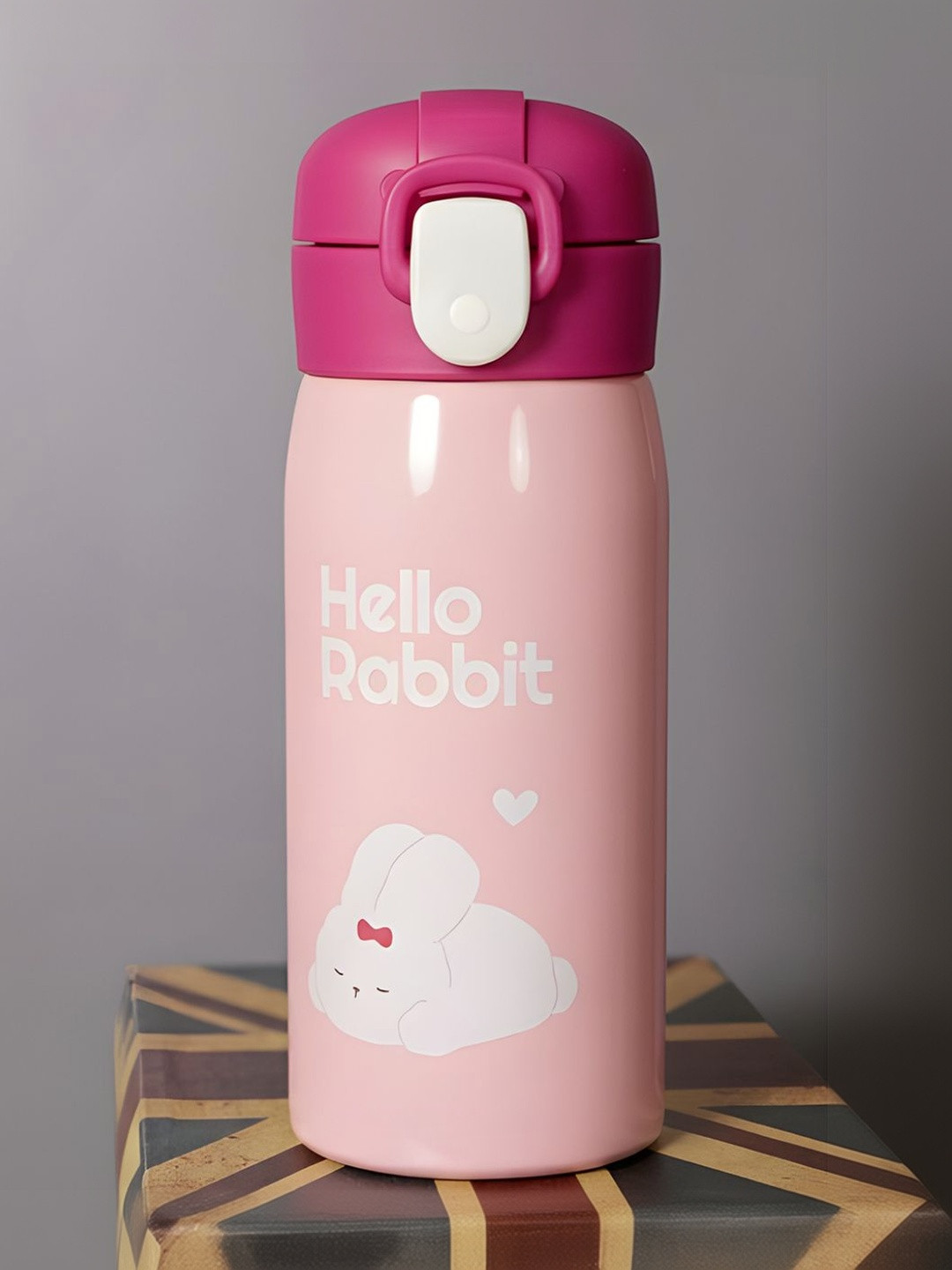AARVI DECOR STUDIO Pink & White Thermosteel Insulated Typography Water Bottle 350 ml