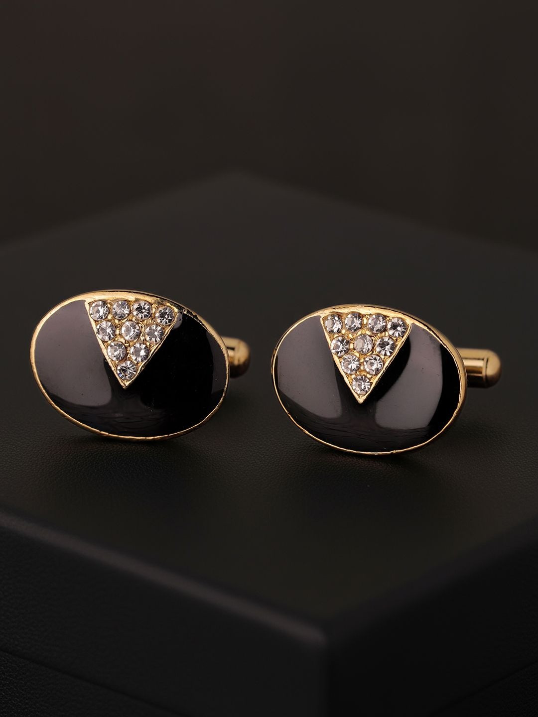 Voylla Men Embellished Statement Imperial Black Cufflinks