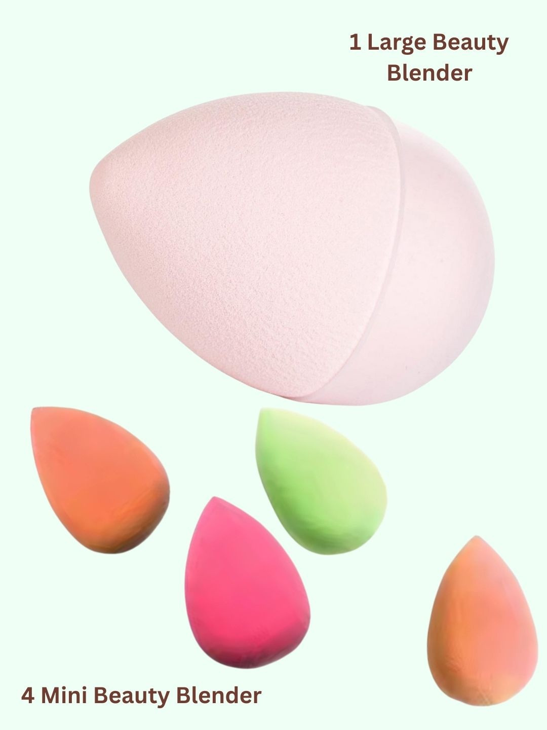 basicare Set Of 5 Diamond Sponges With Finger Puffs & Beauty Blender