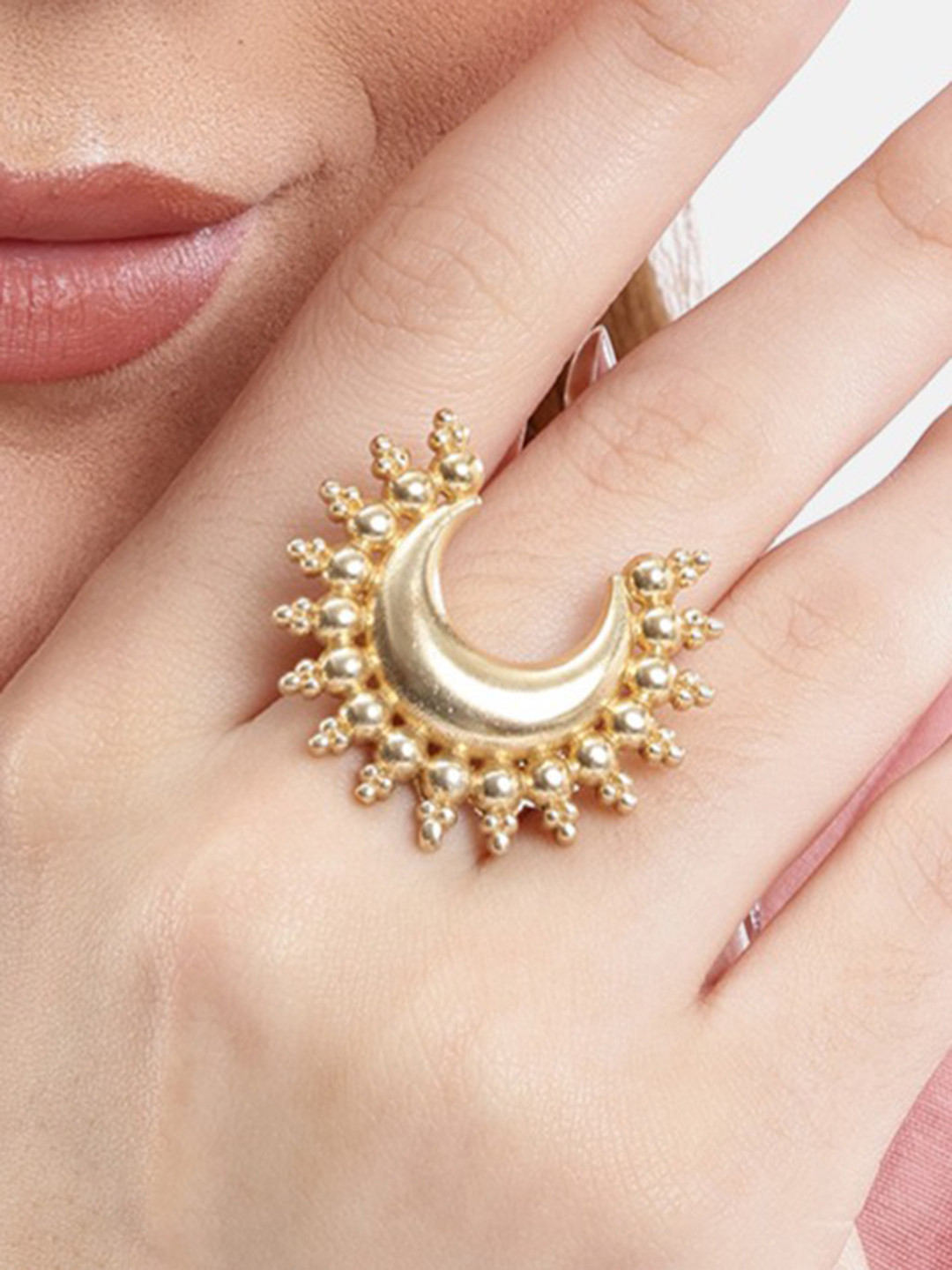 Nuyug Gold-Plated Chand Noor Adjustable Finger Ring