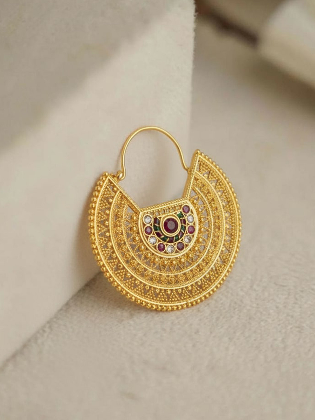 FIROZA Cubic Zirconia Studded Septum Chandbano Nath Nosepin