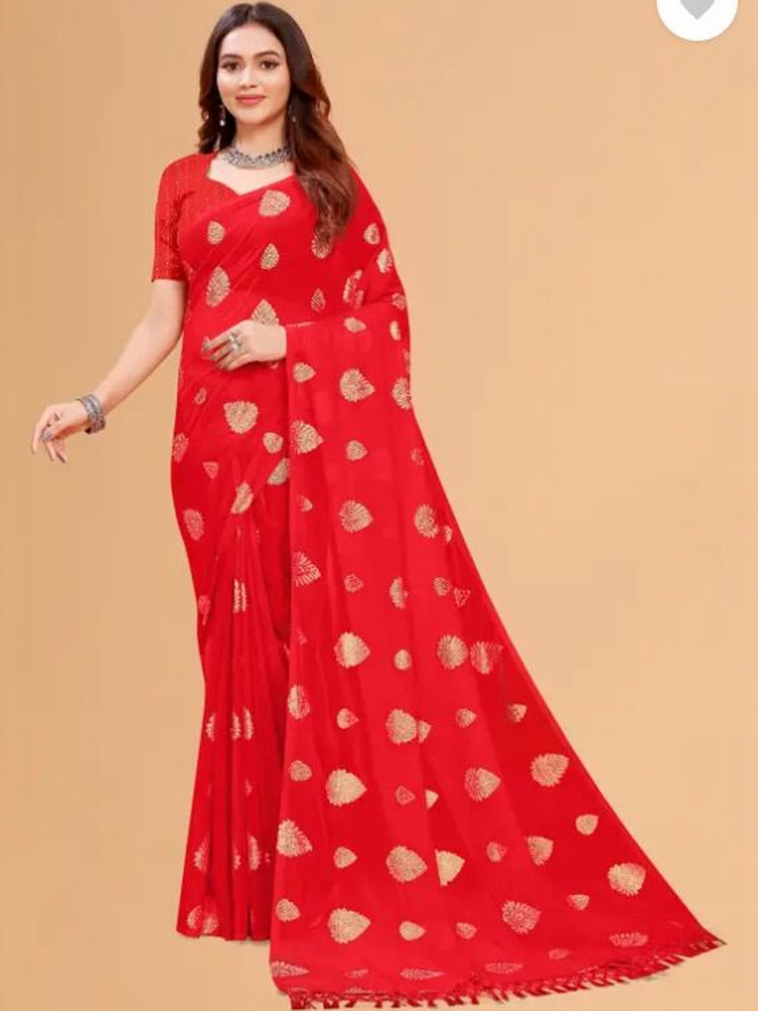 SALCO Woven Design Zari Pure Georgette Heavy Work Block Print Saree