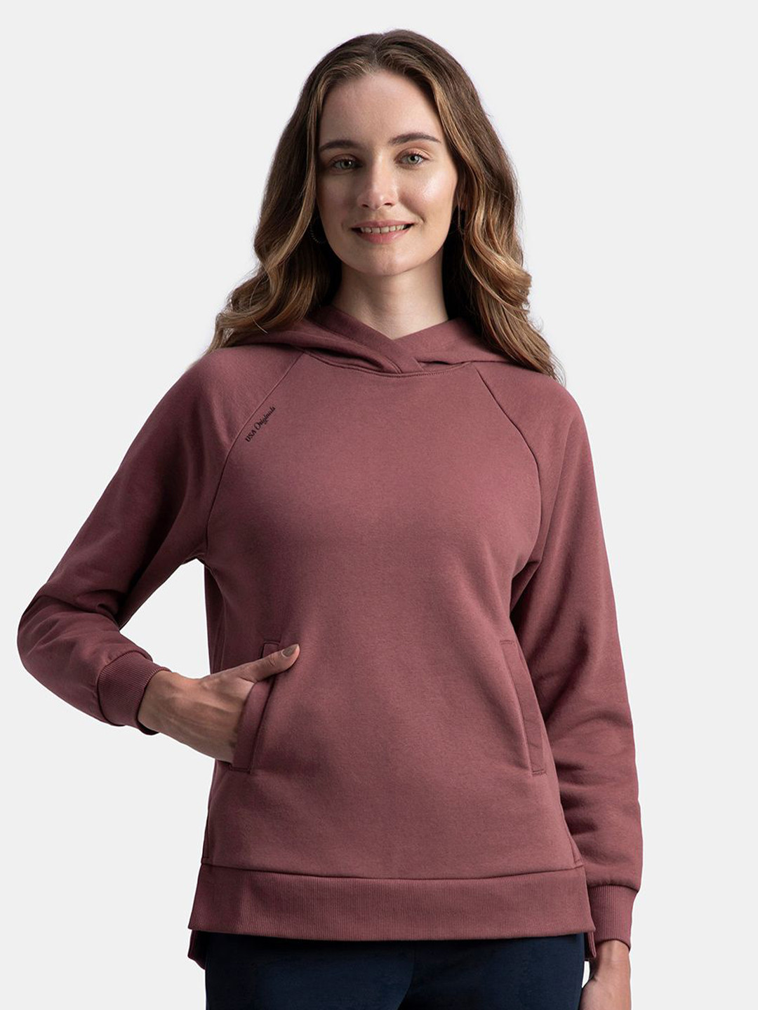 Jockey Super Combed Cotton Rich Fleece Fabric Raglan Sleeve Hoodie Sweatshirt - U107