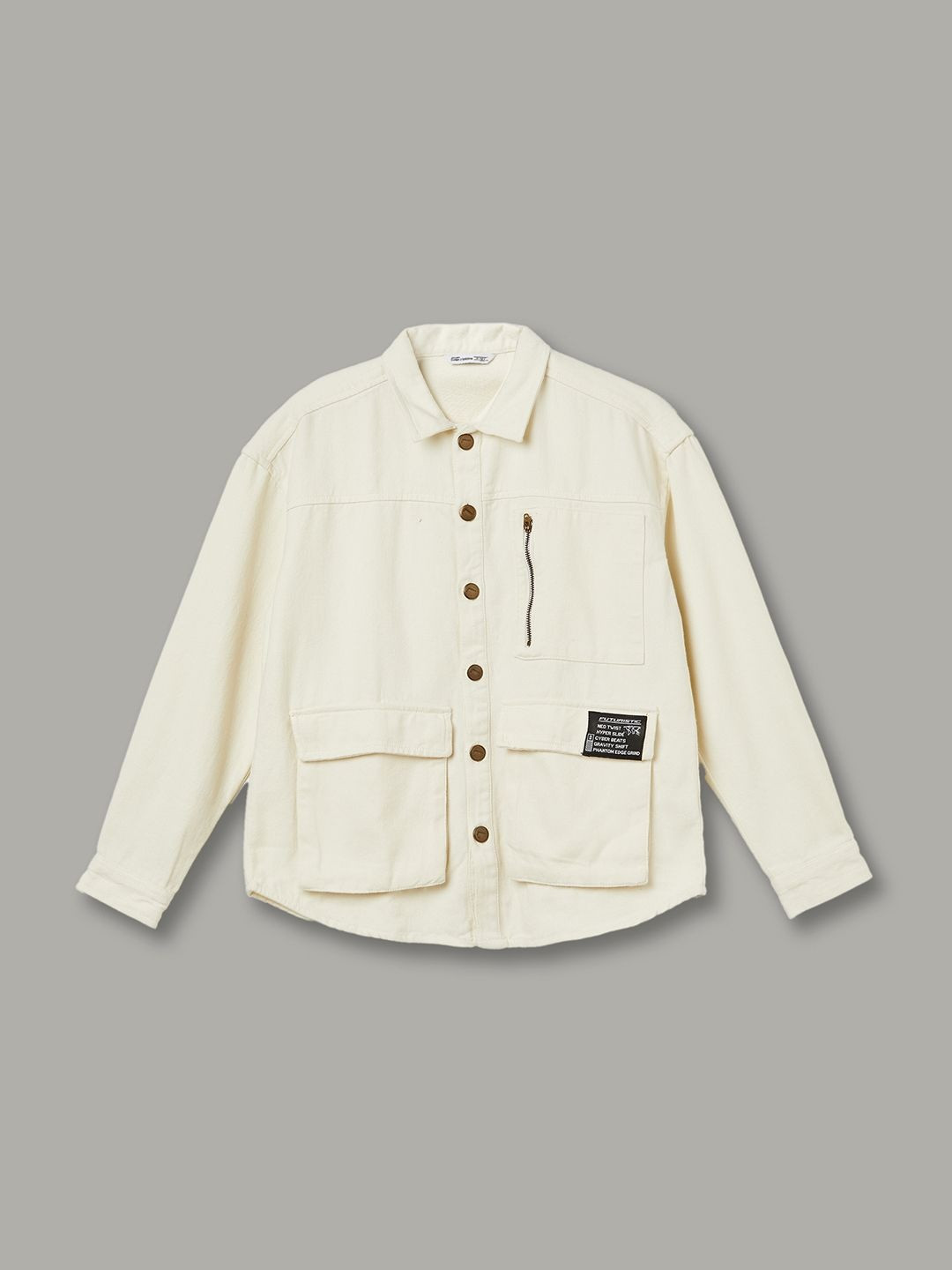 Fame Forever by Lifestyle Boys Spread Collar Woven Jacket With Utility Pockets