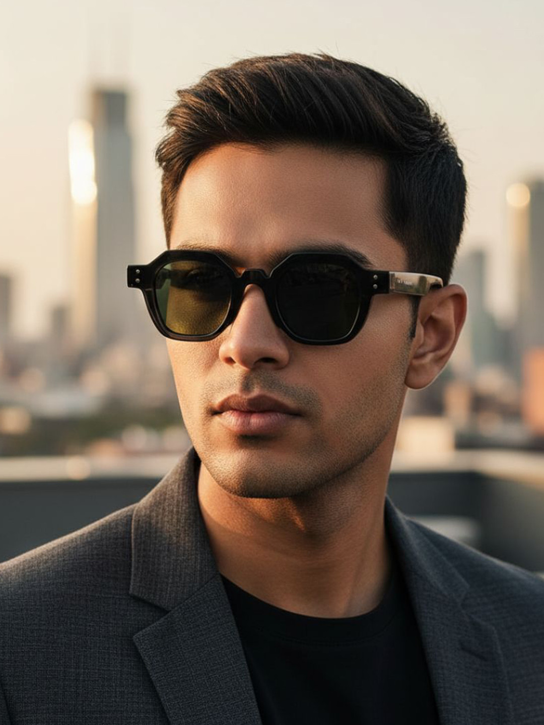 First Lens Prismnoir Uv400 Unisex Round Sunglasses with UV Protected Lens C10373