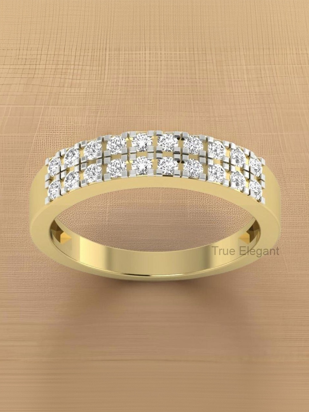 STRIKEY Two Row Diamond Stone-Studded Finger Ring